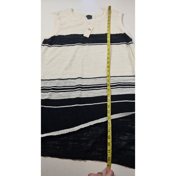 NWT Left of Center XS Shadowed Tunic Sleeveless Cotton Knit Asymmetric preppy - Picture 8 of 8